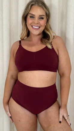 Curvy Seam Free Adjustable Comfort Bra Burgundy