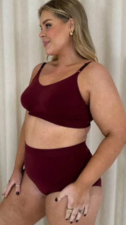 Curvy Seam Free Adjustable Comfort Bra Burgundy