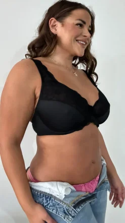 Half Lace Soft Cup Wired Bra Black