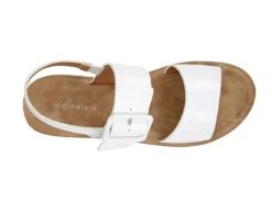 Sling Back Buckle Wedge Sandal White PU