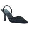 Wide Fit Diamante Sling Back Pointed Heel Black