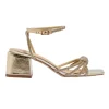 Wide Fit Diamante Strappy Block Heel Sandal Gold